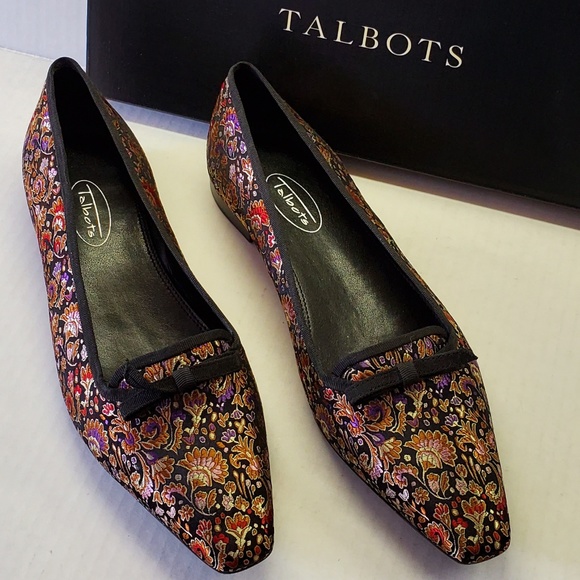Talbots Shoes - Talbots Brocade Satin Metallic Fabric Flats